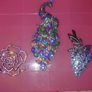 Set of 3 vintage Gem brooches